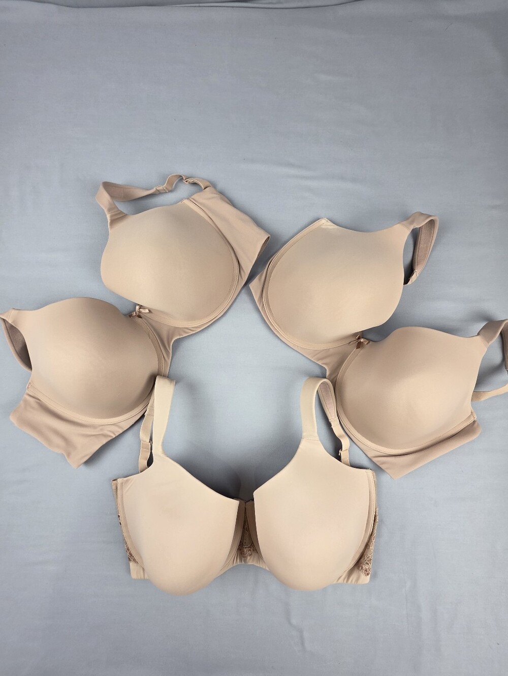 Bundle Of 3 Size 34G Underwire T-shirt Bra Nude Biege Tan Full Figure Molded Cup